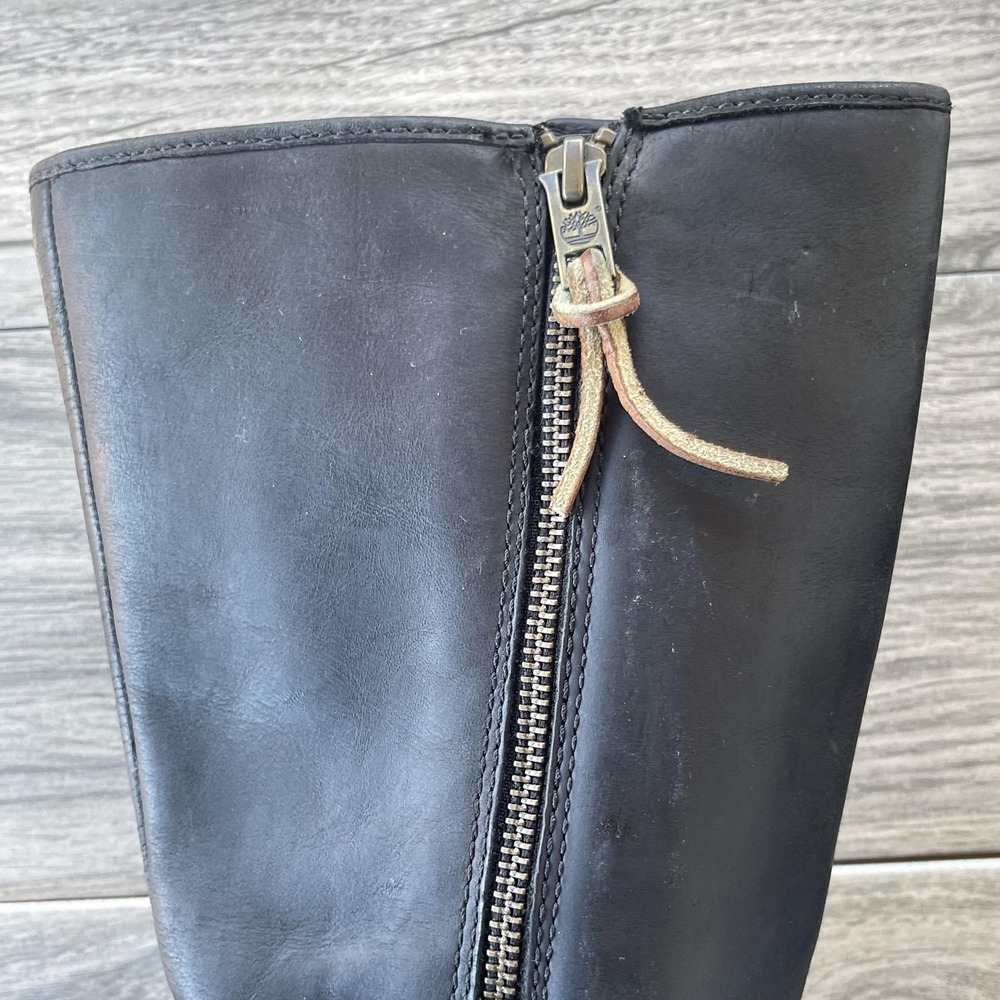 Timberland Boots Women 7.5M Black Leather Waterproof Knee High Riding SOLD OUT - Picture 14 of 16